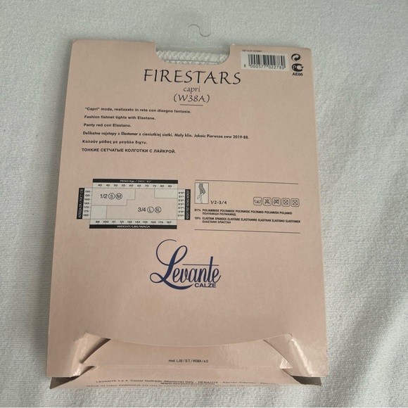 NEW Levante Calze Styling Firestars Capri White Pattern Stockings Size 3/4 L/XL - Picture 6 of 9